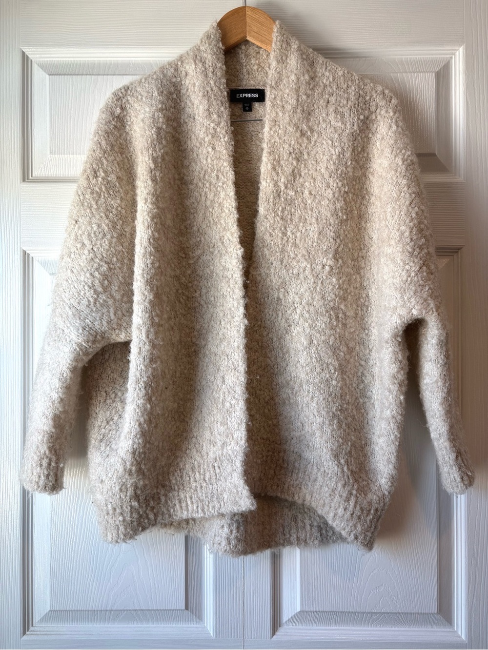 Express Wool/Alpaca-Blend Bouclé Open-Front Cardigan